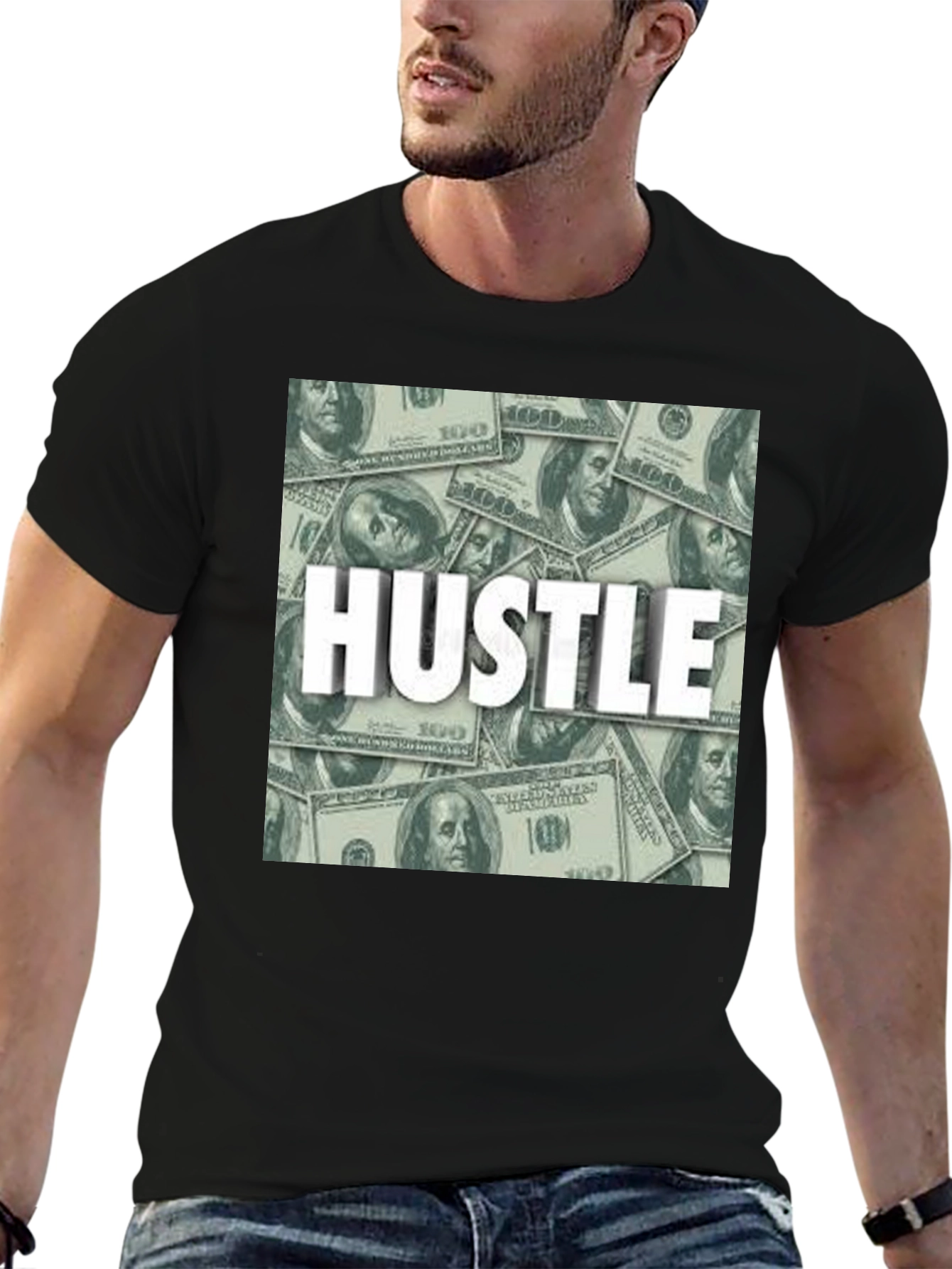 Hustle Money Graphic Tee - Stylish Mens Black T-Shirt
