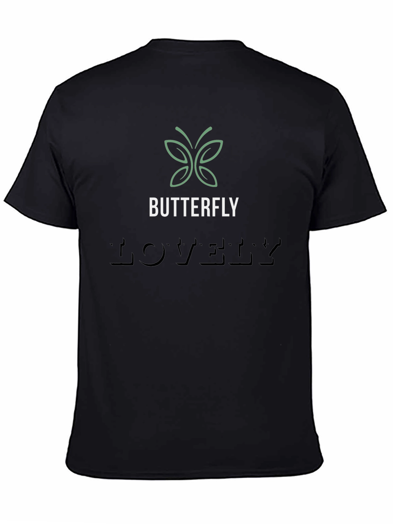 Butterfly Lovely Mens Black Graphic T-Shirt