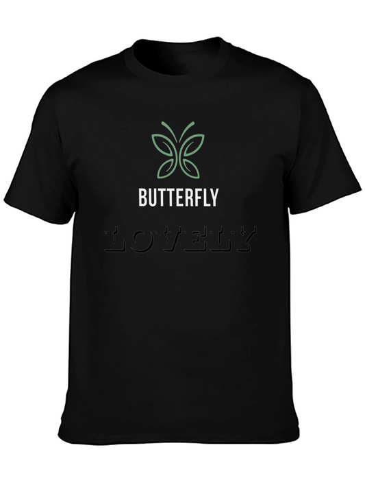 Butterfly Lovely Mens Black Graphic T-Shirt
