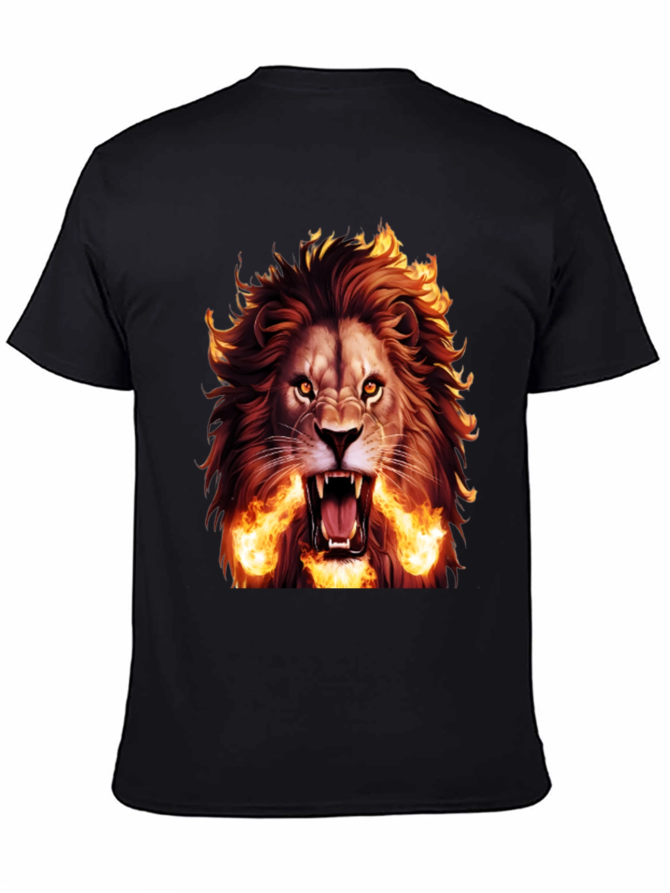 Fiery Lion Graphic Tee - Bold Black T-Shirt