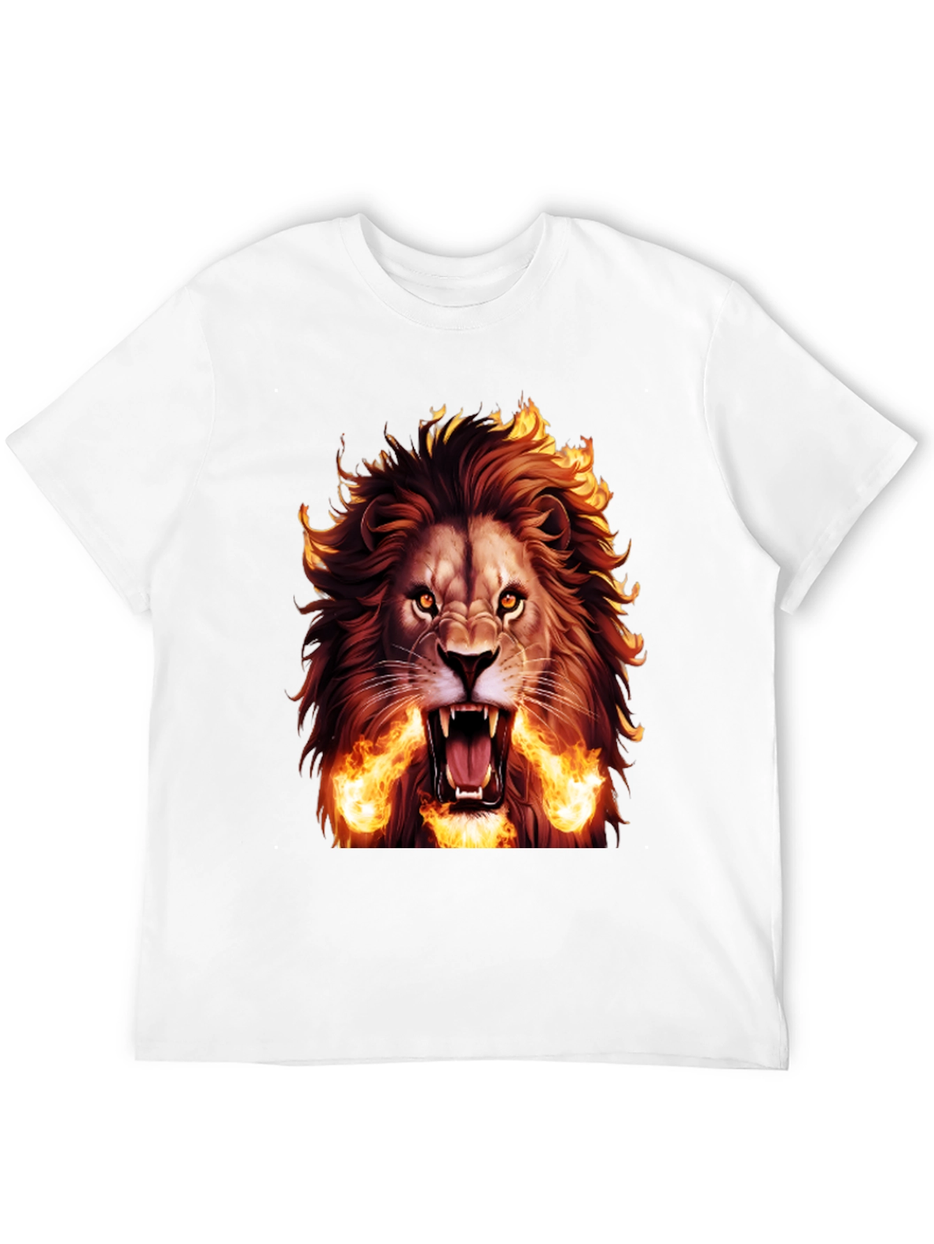 Fiery Lion Graphic Tee - Bold Black T-Shirt