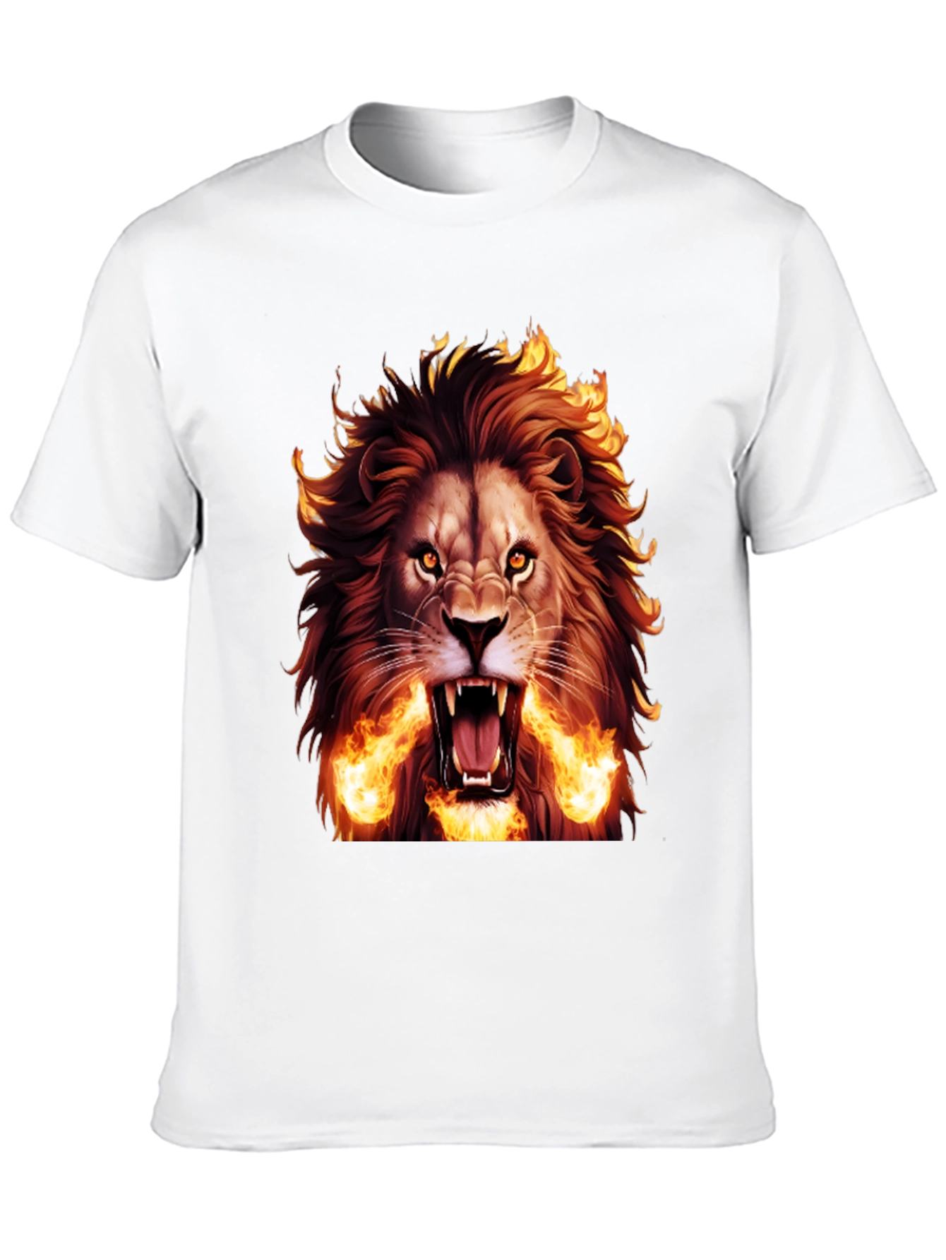 Fiery Lion Graphic Tee - Bold Black T-Shirt