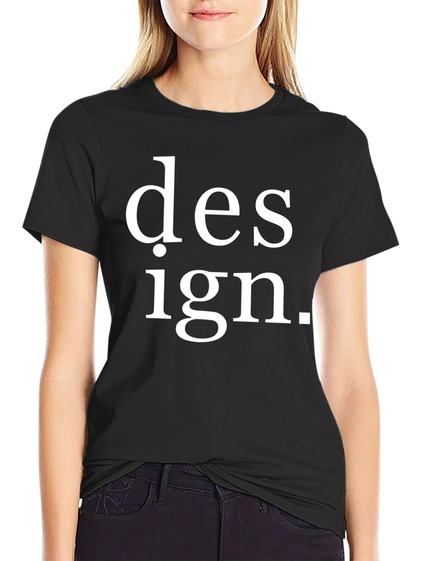 Design Graphic Print Black Tee Shirt