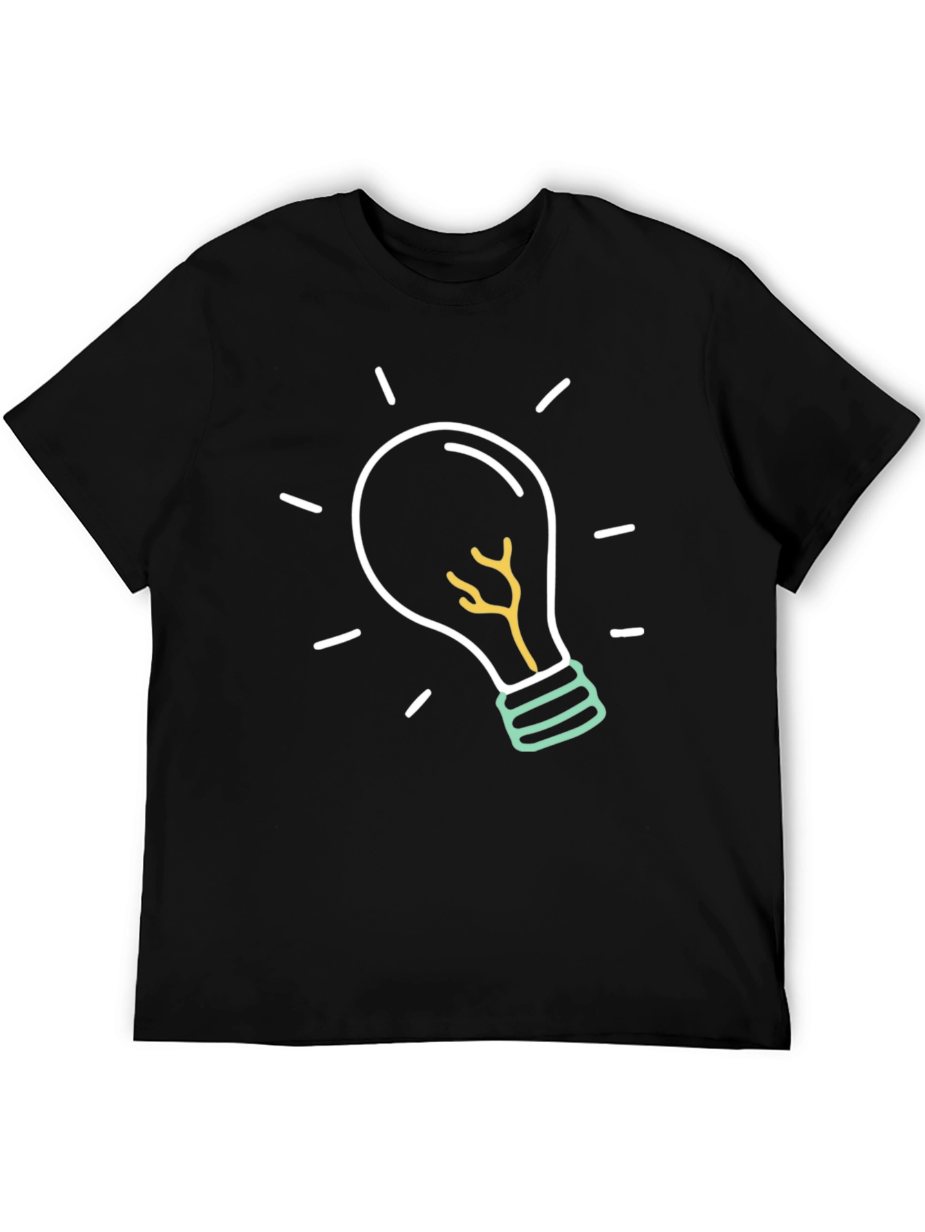 Idea Light Bulb Graphic Tee - Black Cotton T-Shirt