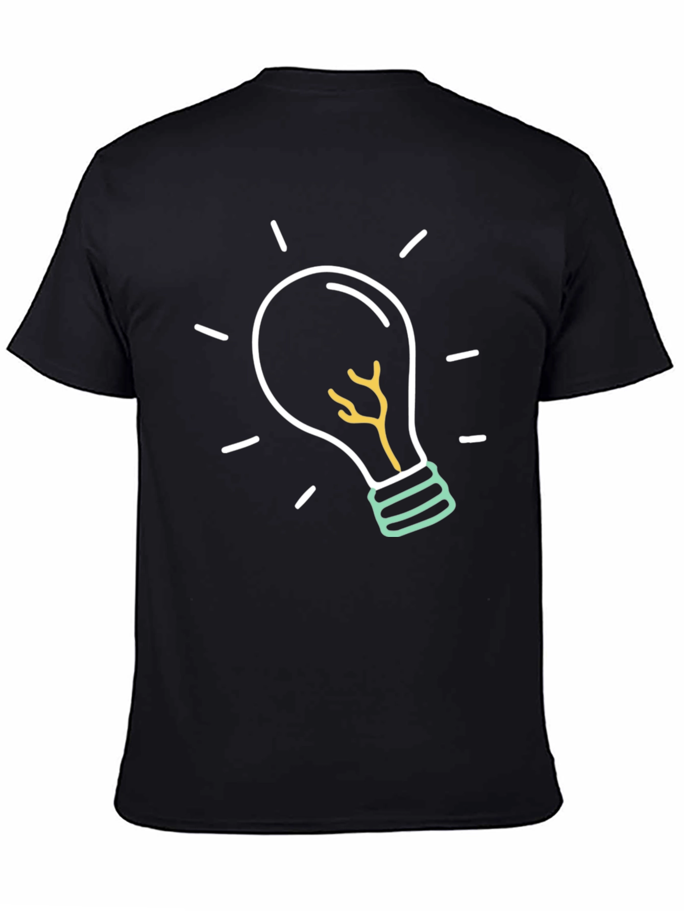 Idea Light Bulb Graphic Tee - Black Cotton T-Shirt