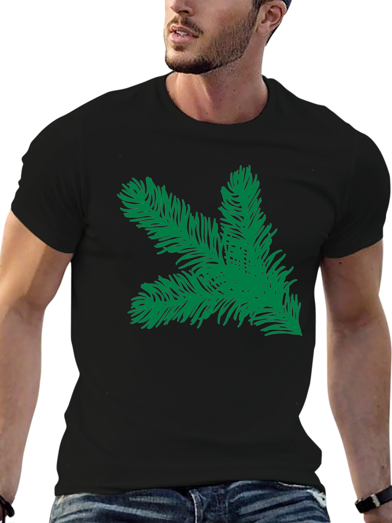 Evergreen Branch Graphic Tee - Black Unisex Shirt