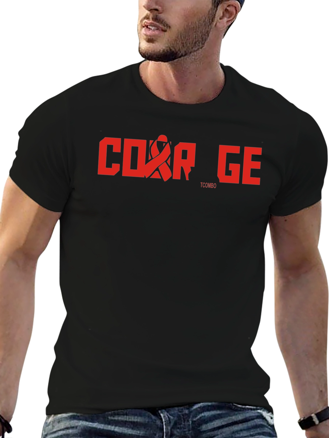 Courage T-Shirt - Red Ribbon Graphic Tee