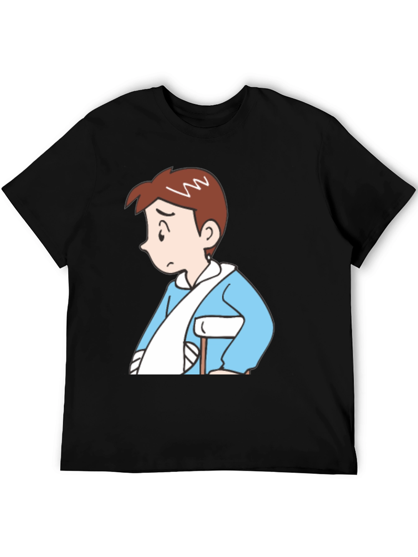 Cartoon Man Black T-Shirt - Unique Design