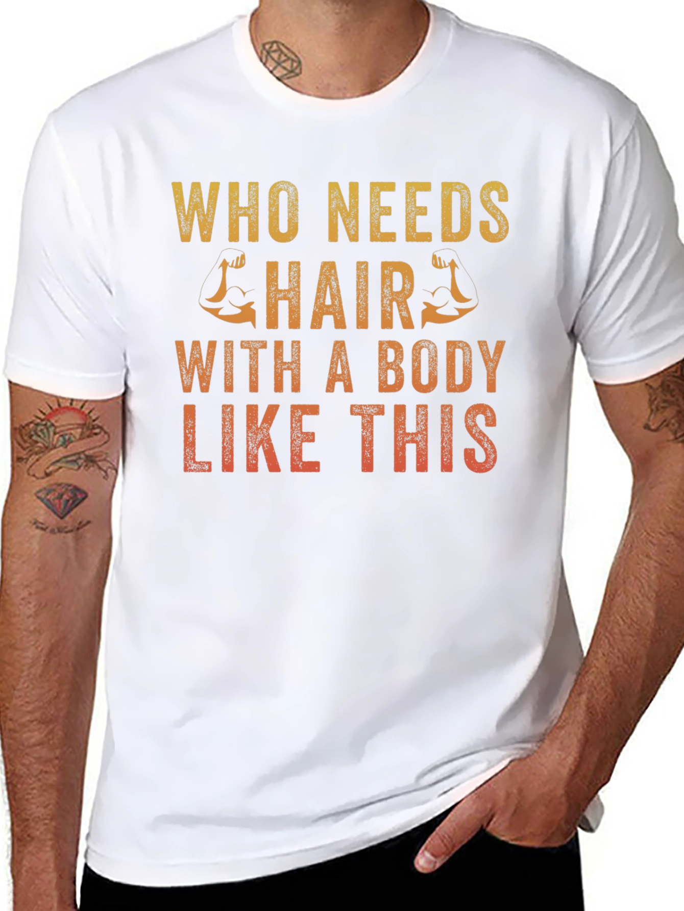 Funny Bald Man T-Shirt - Who Needs Hair?