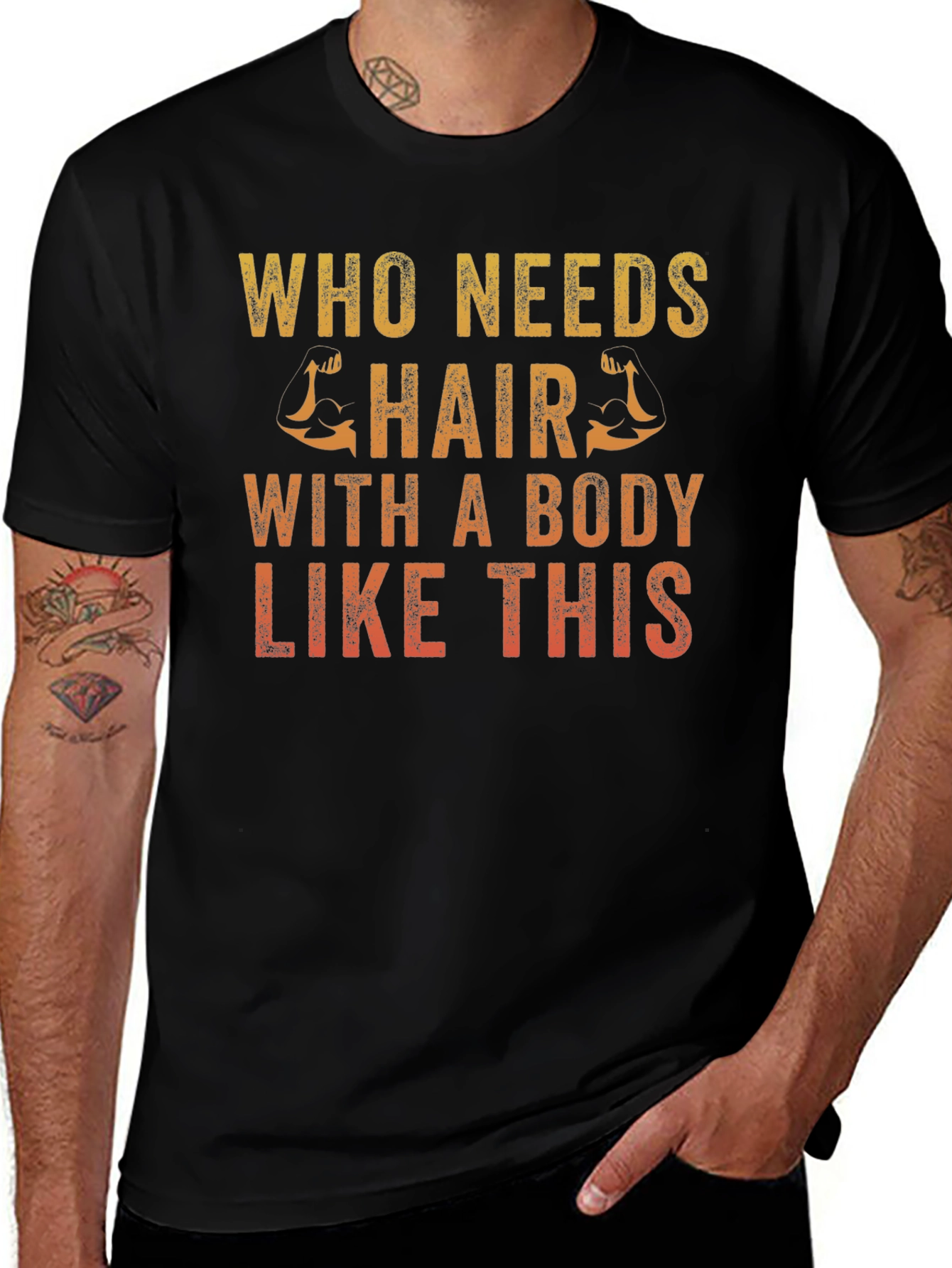 Funny Bald Man T-Shirt - Who Needs Hair?
