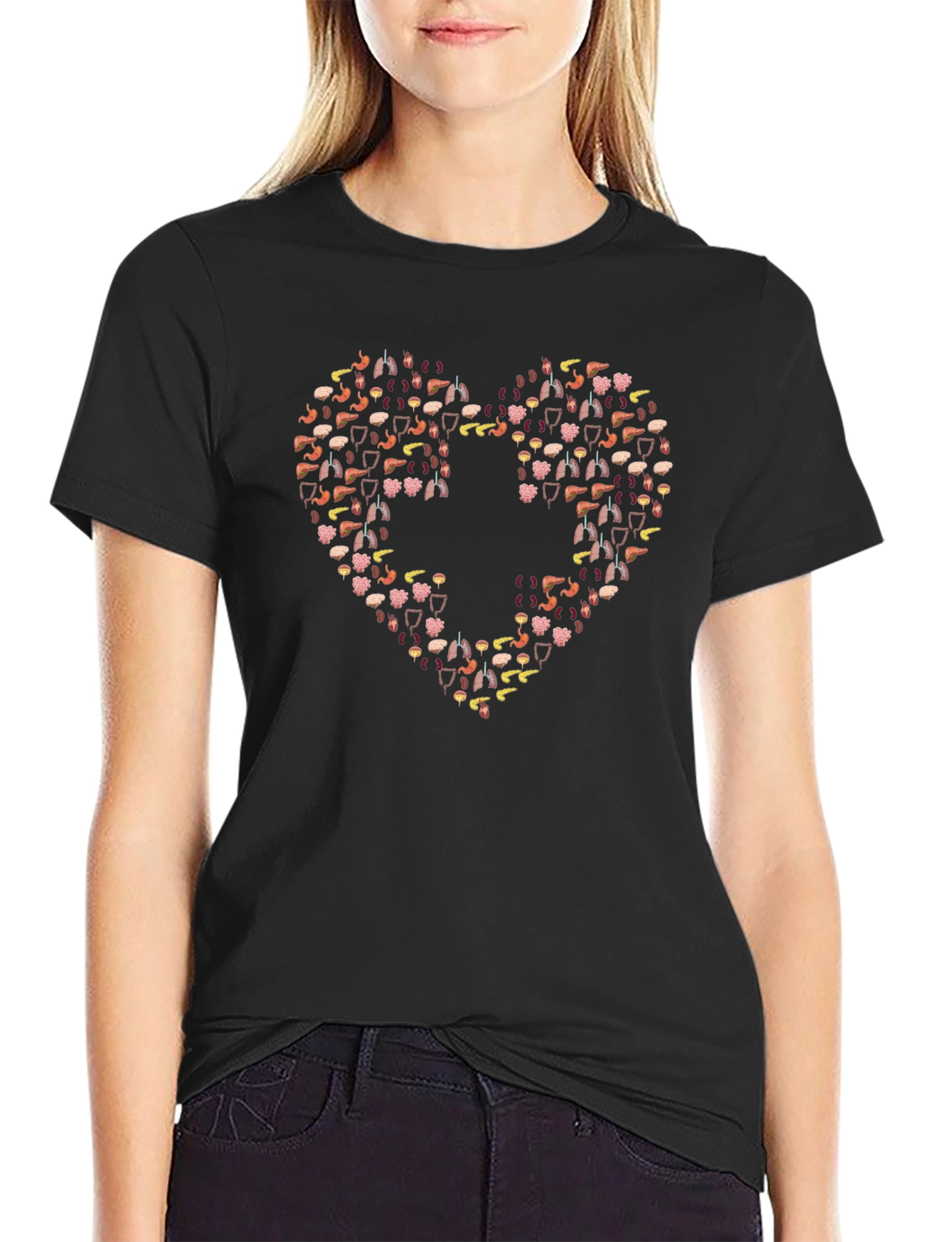 Anatomy Heart T-Shirt - Black Medical Tee