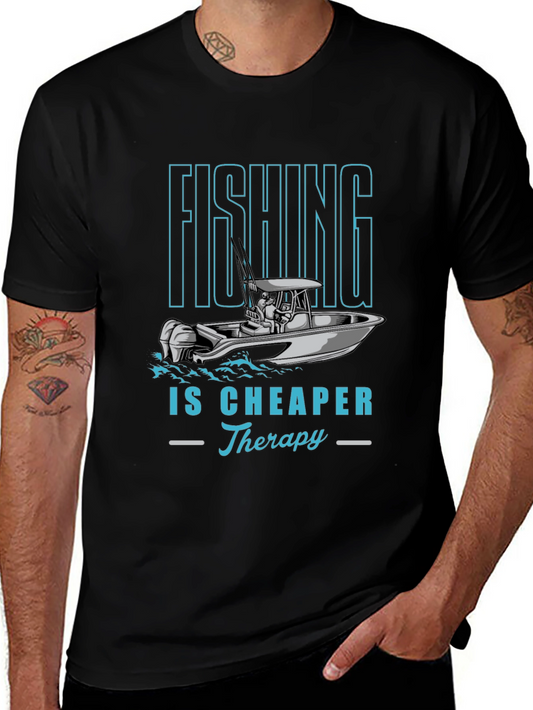 Fishing is Cheaper Therapy Graphic Tee