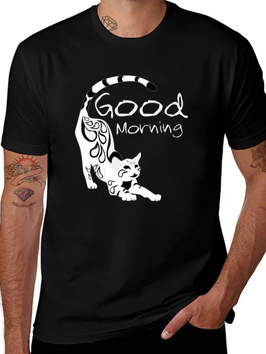 Good Morning Cat Black T-Shirt