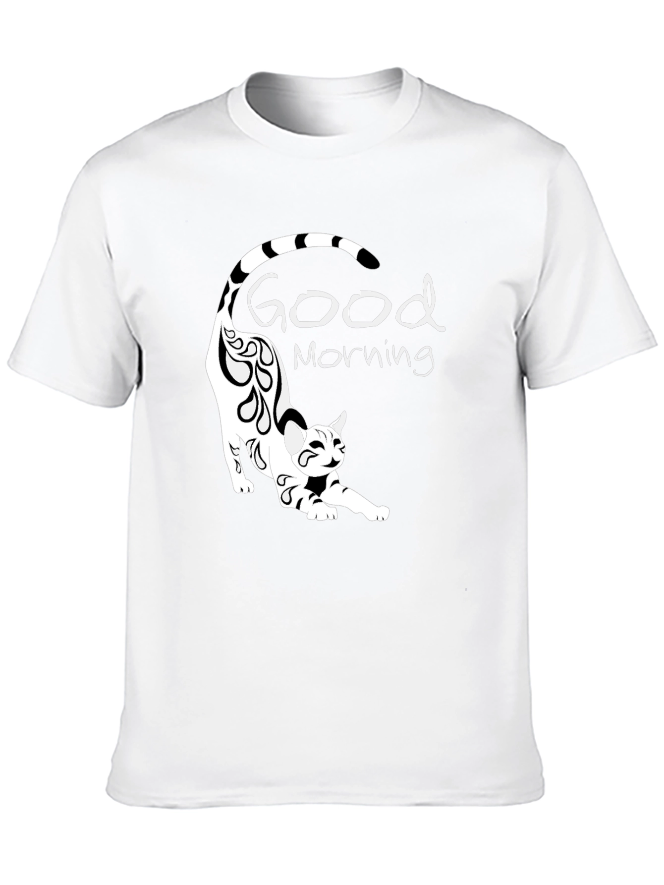 Good Morning Cat Black T-Shirt