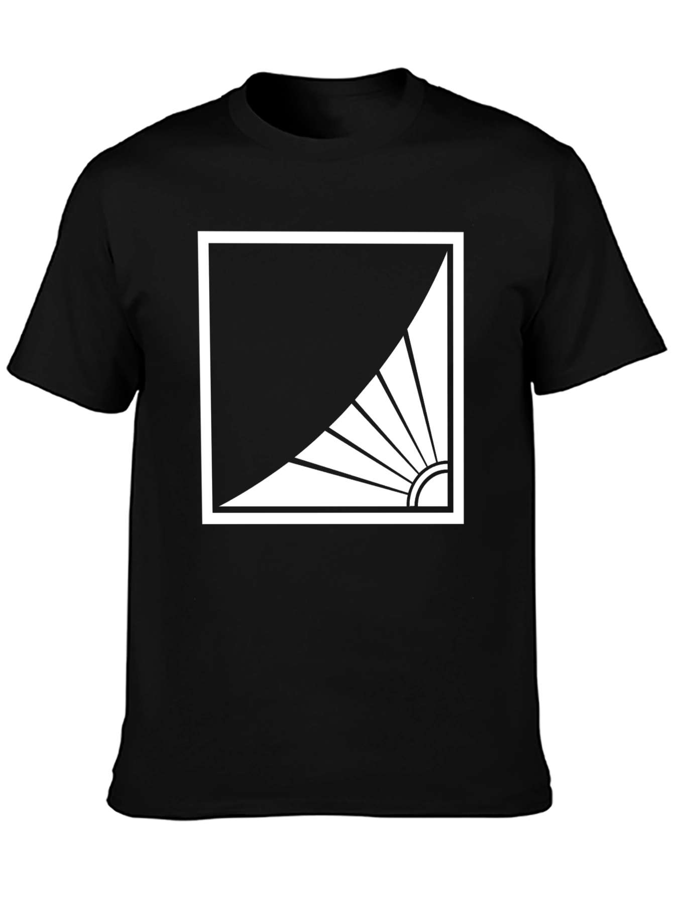 Modern Black T-Shirt with Abstract Sun Design