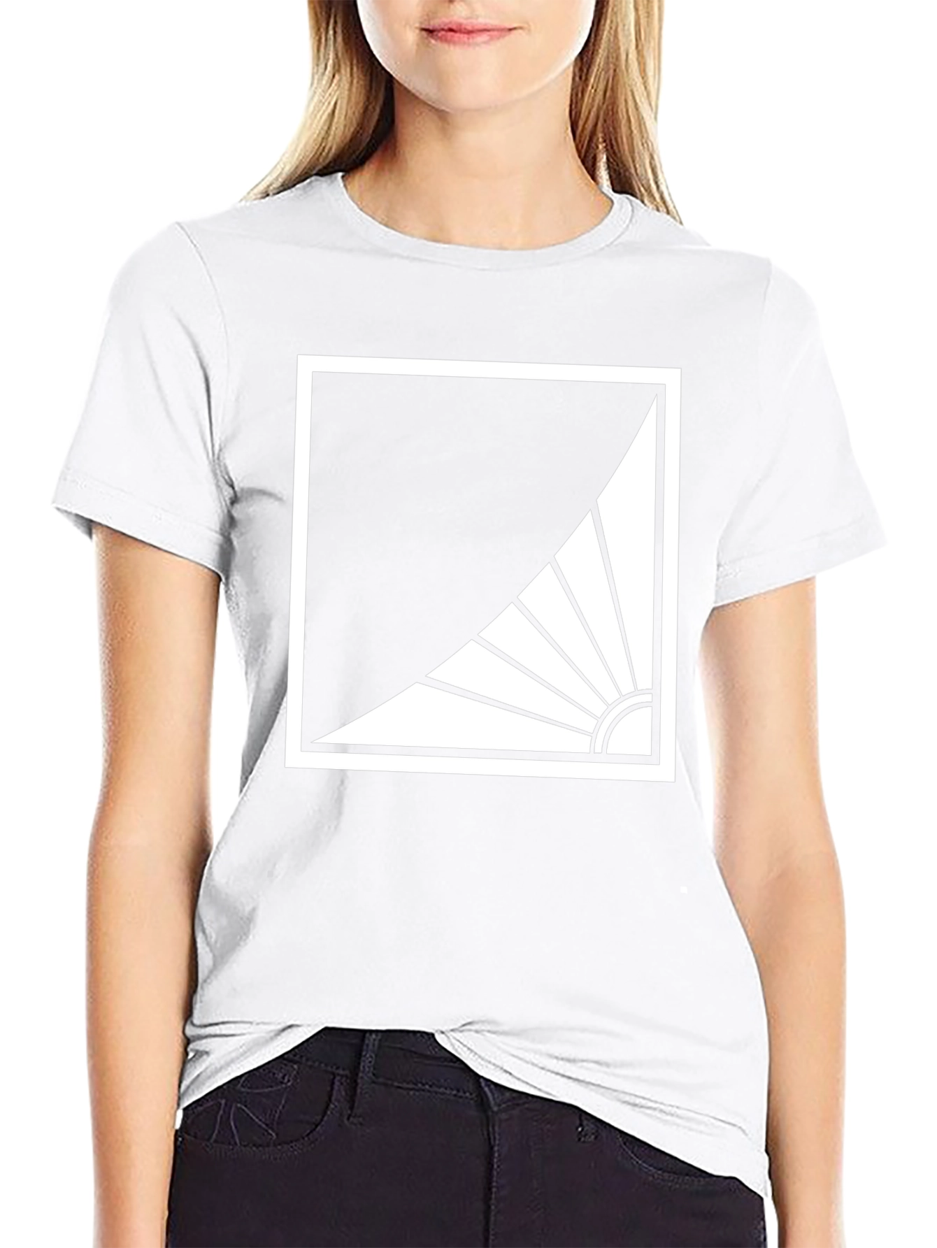 Modern Black T-Shirt with Abstract Sun Design