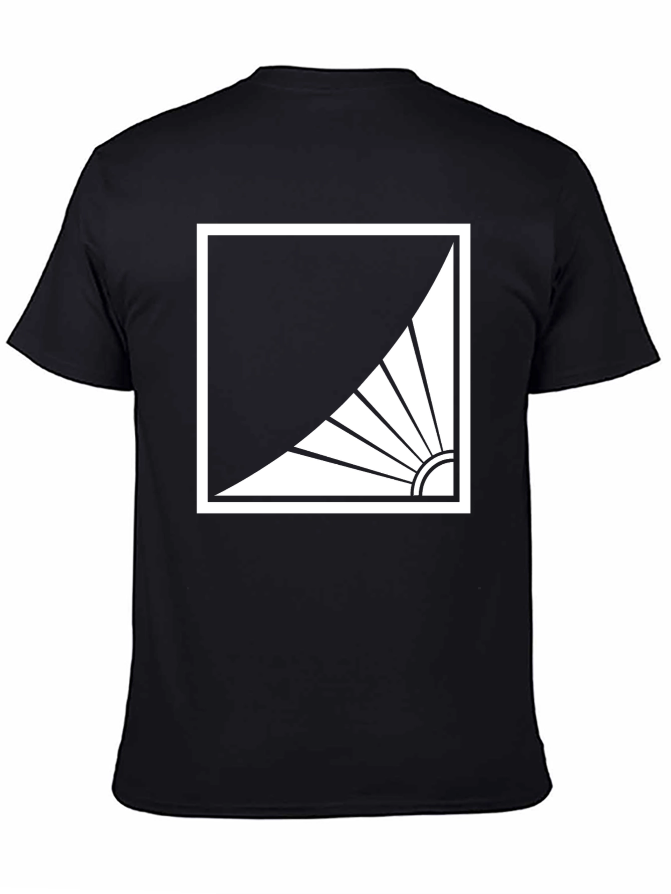 Modern Black T-Shirt with Abstract Sun Design
