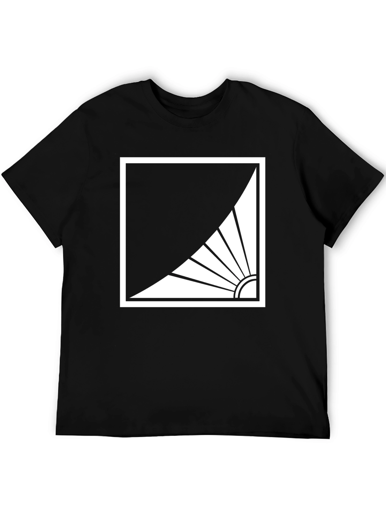 Modern Black T-Shirt with Abstract Sun Design