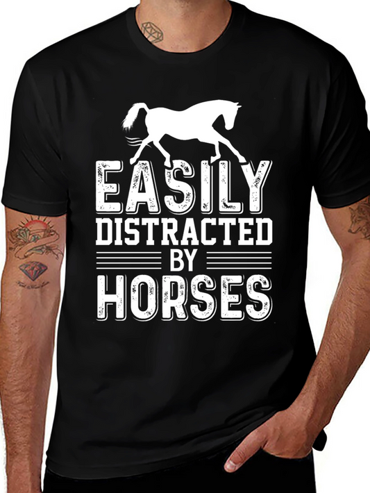 Easily Distracted by Horses Graphic T-Shirt