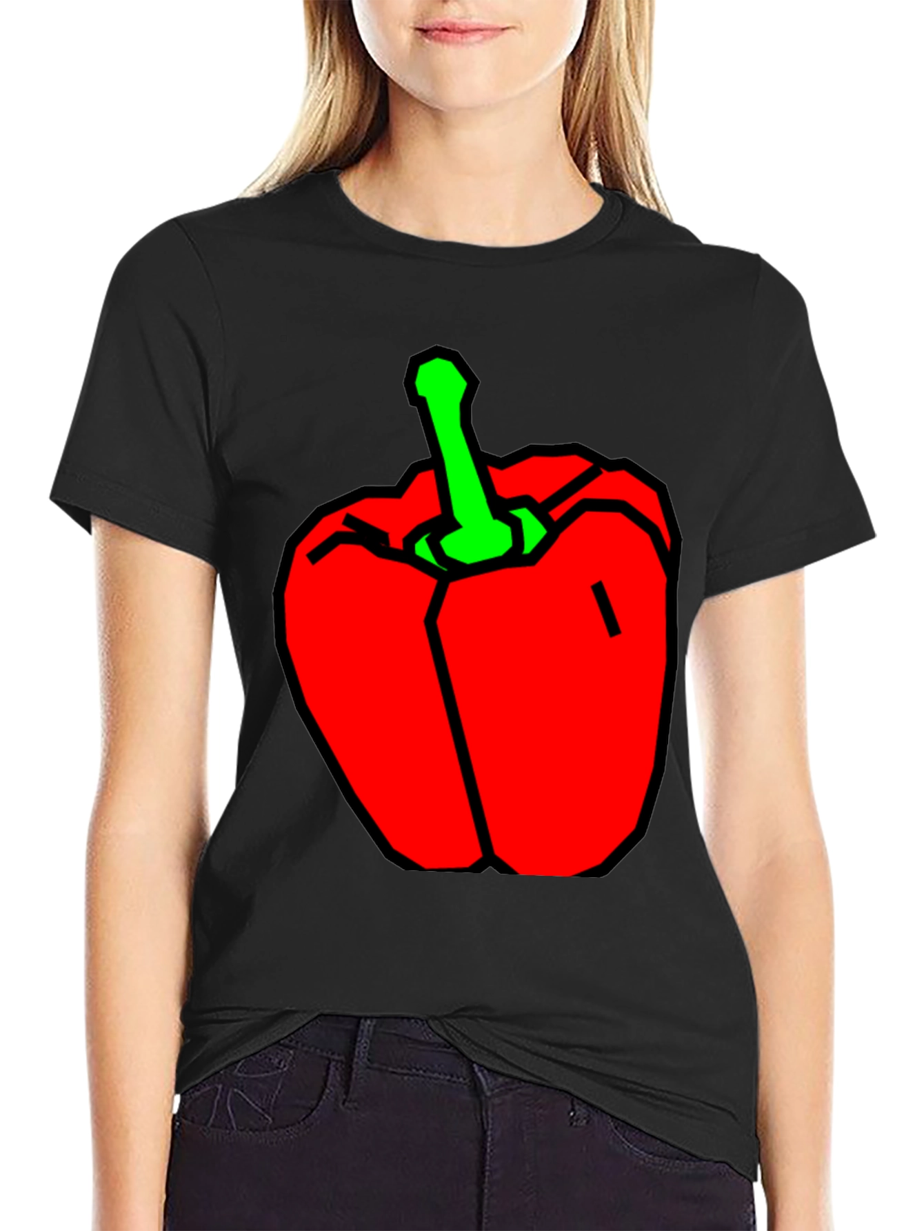 Red Pepper Graphic T-Shirt - Black Cotton Tee