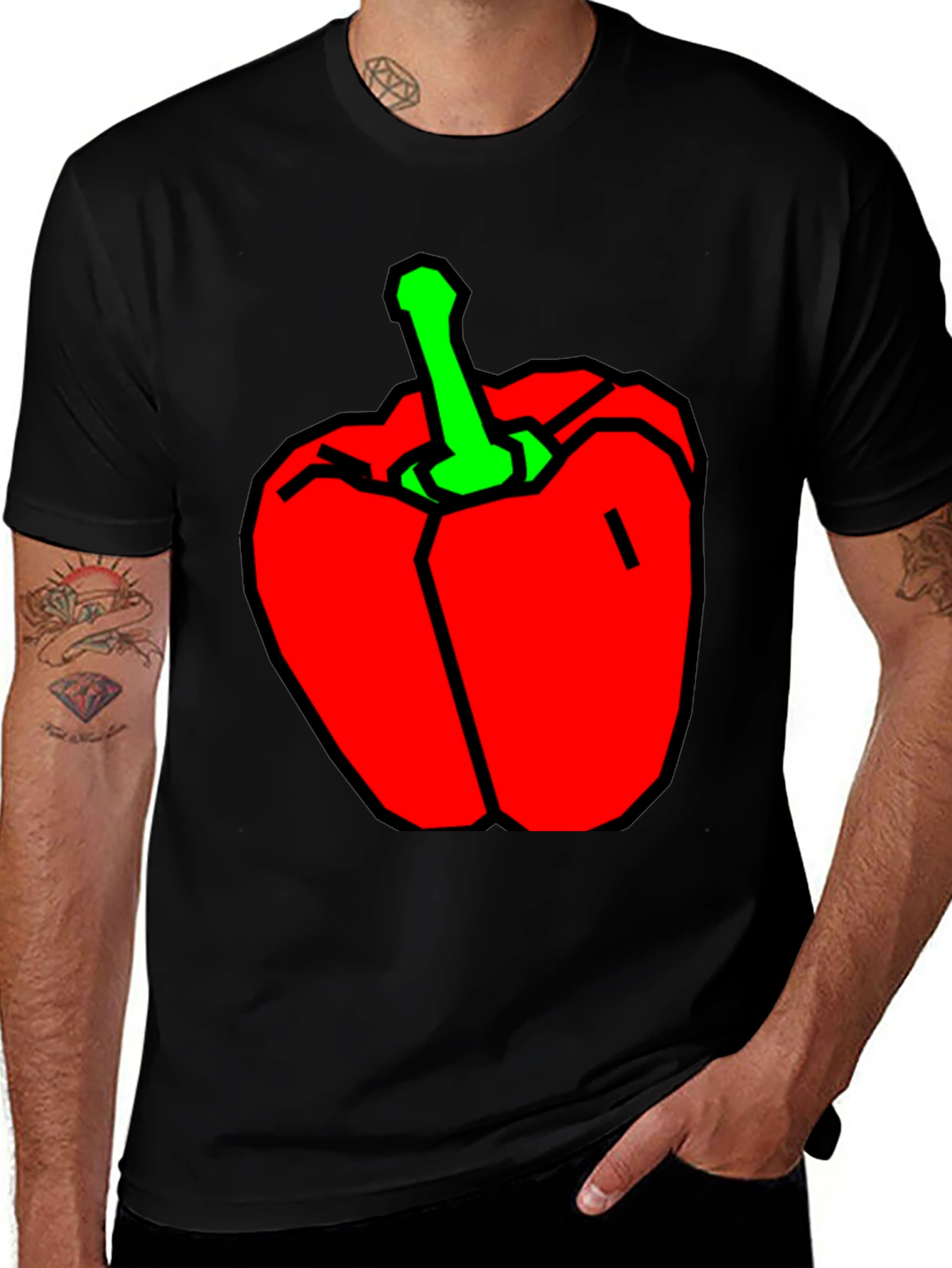 Red Pepper Graphic T-Shirt - Black Cotton Tee