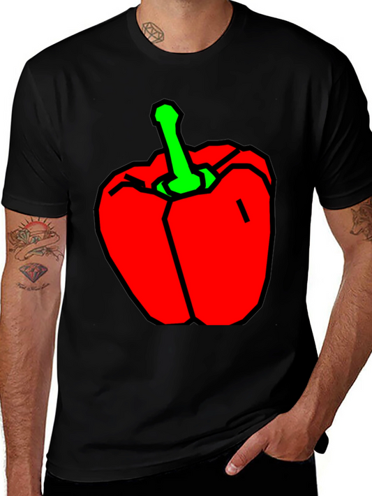 Red Pepper Graphic T-Shirt - Black Cotton Tee