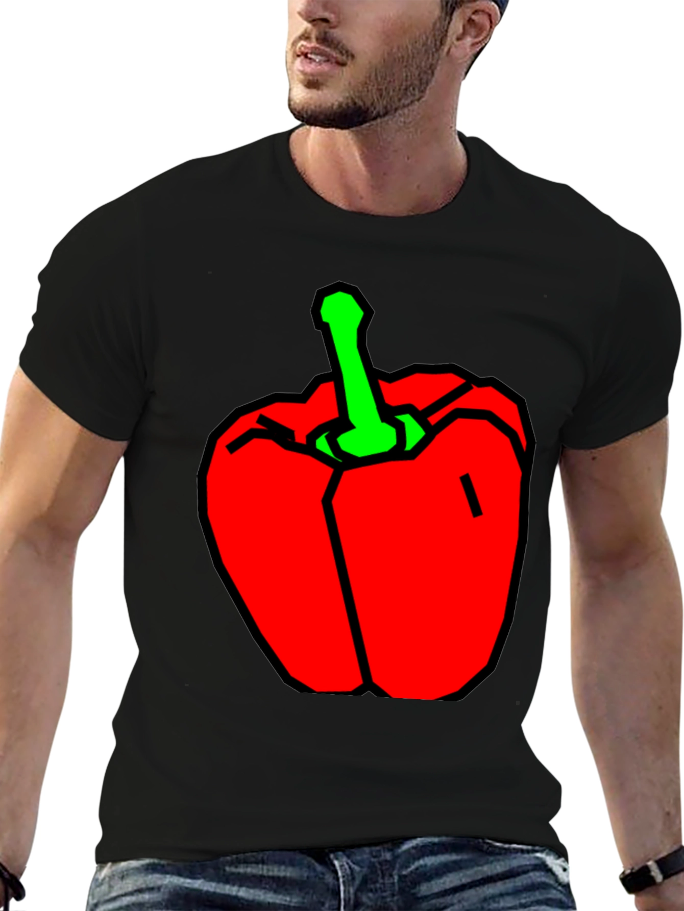 Red Pepper Graphic T-Shirt - Black Cotton Tee