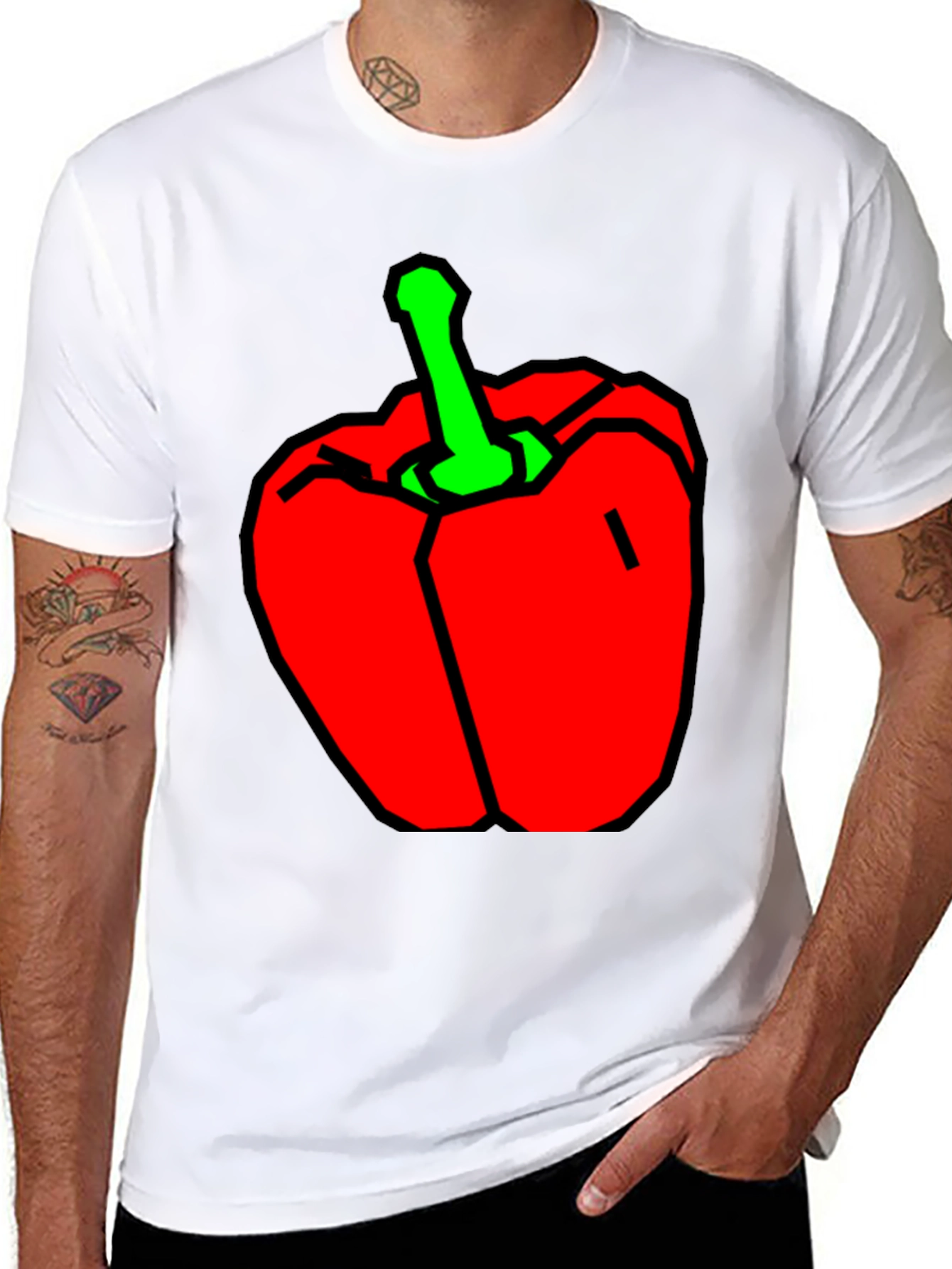 Red Pepper Graphic T-Shirt - Black Cotton Tee