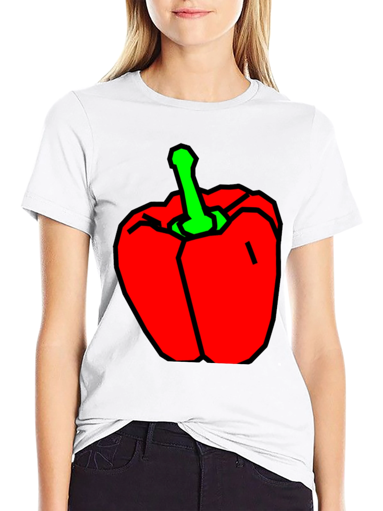Red Pepper Graphic T-Shirt - Black Cotton Tee