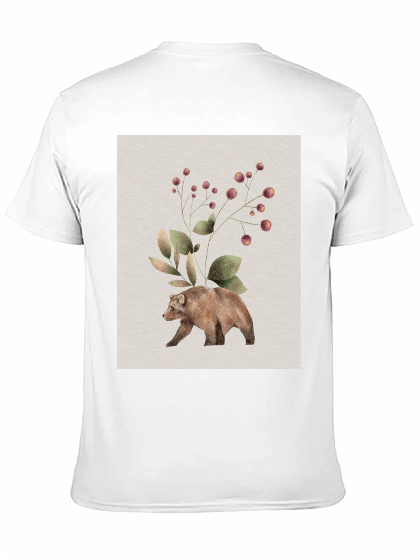 Botanical Bear Graphic Tee - Nature Inspired Design
