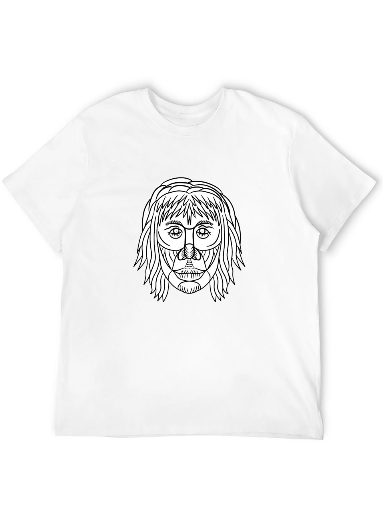 Abstract Face Graphic Tee - Black Cotton Casual Shirt