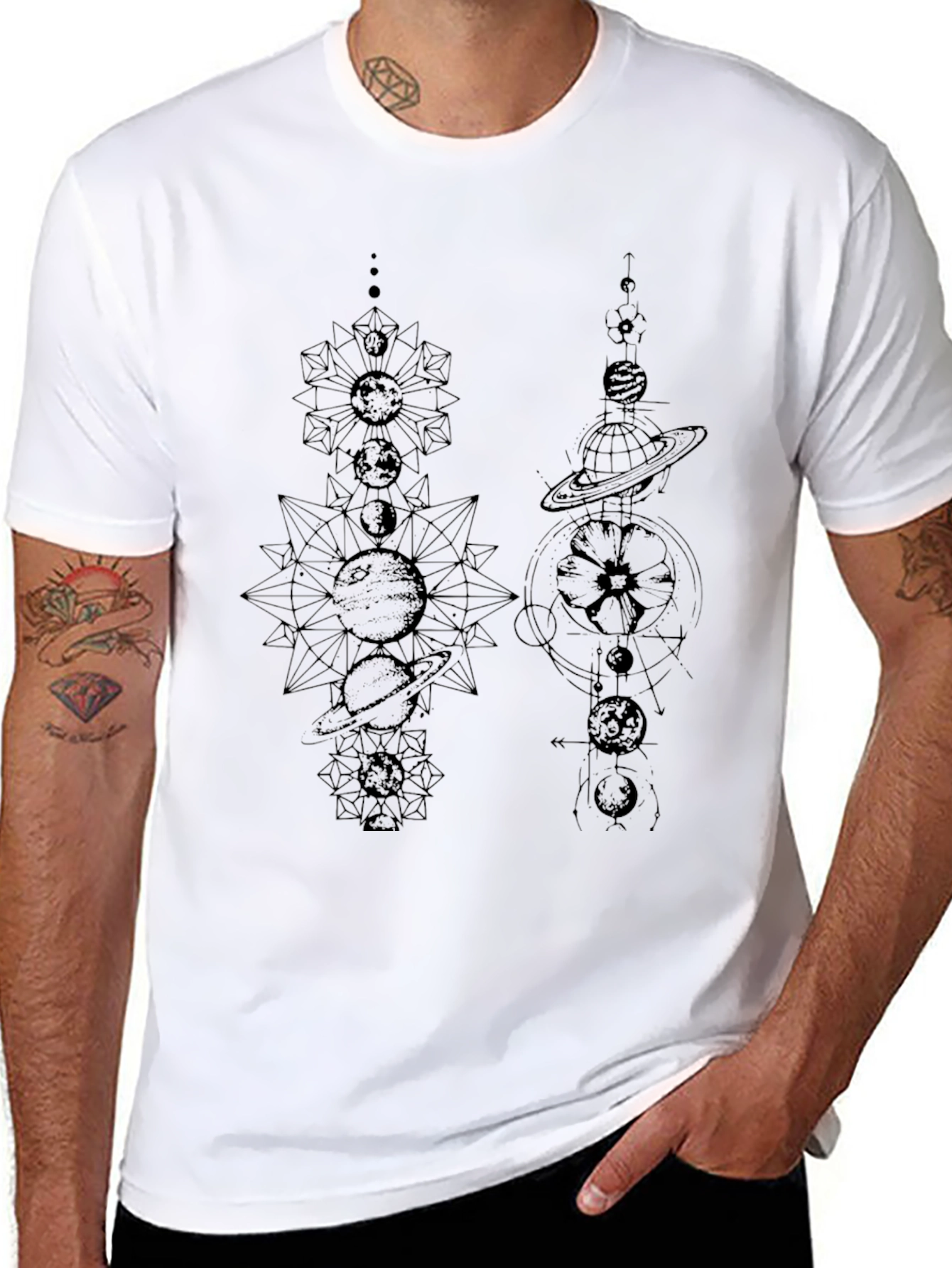 Celestial Graphic Print Black T-Shirt