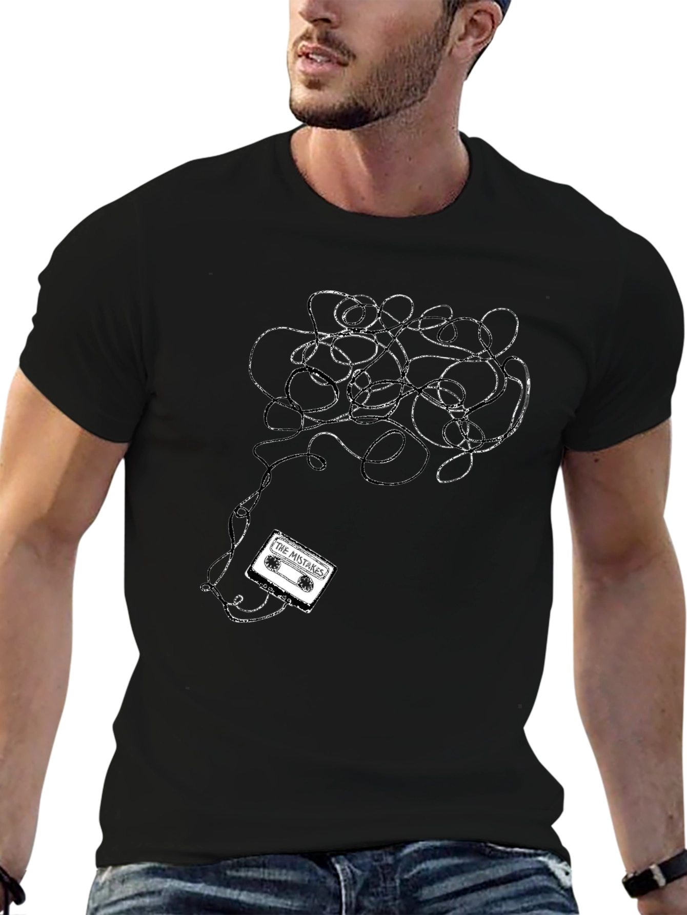 Tangled Tape Tee - Black Cotton Graphic T-Shirt