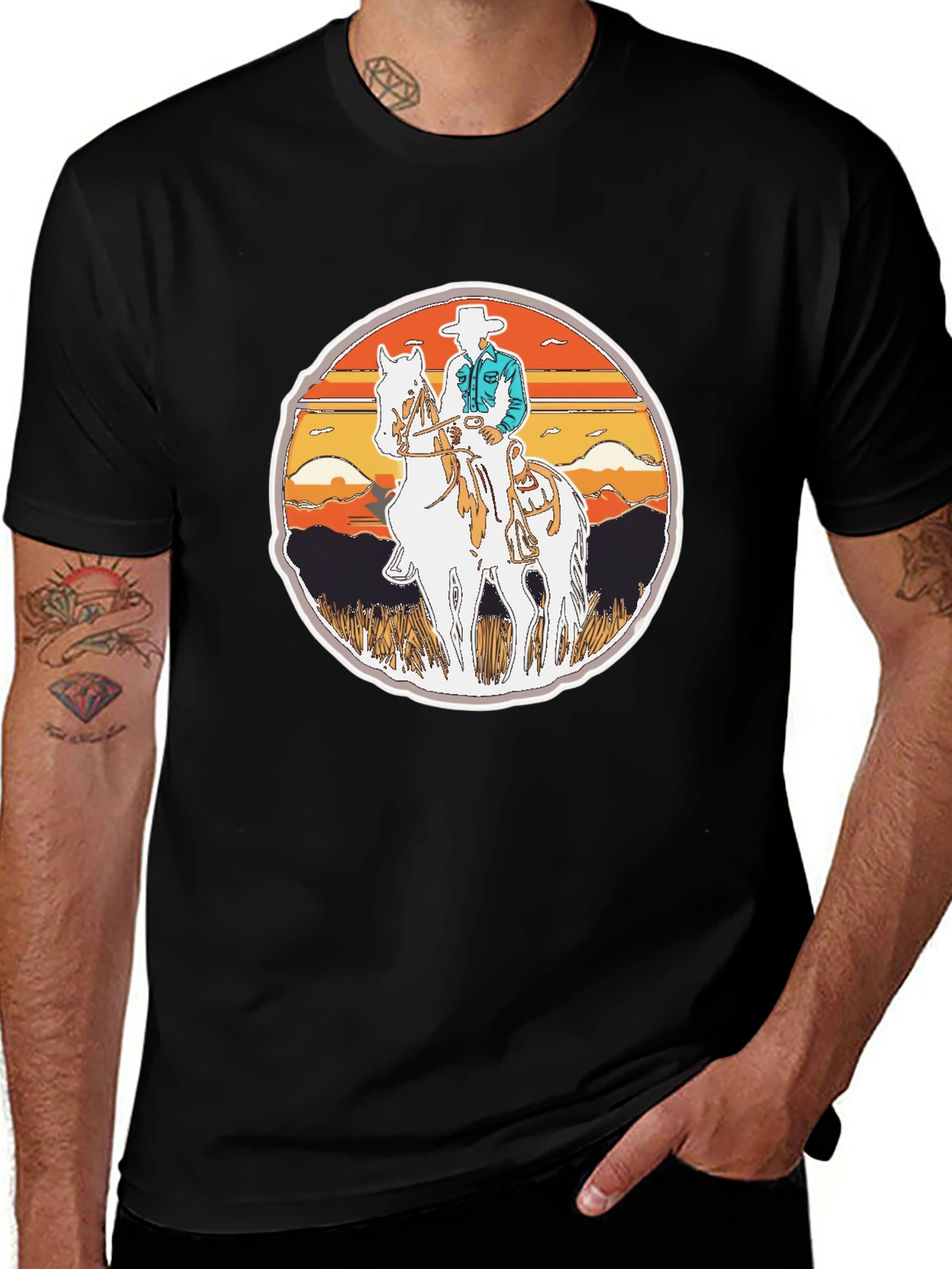 Cowboy Rider Graphic Tee - Western Style Shirt