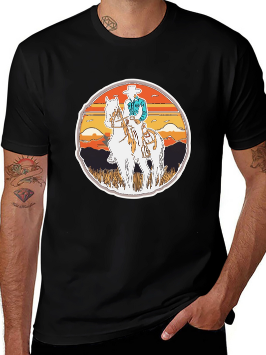 Cowboy Rider Graphic Tee - Western Style Shirt