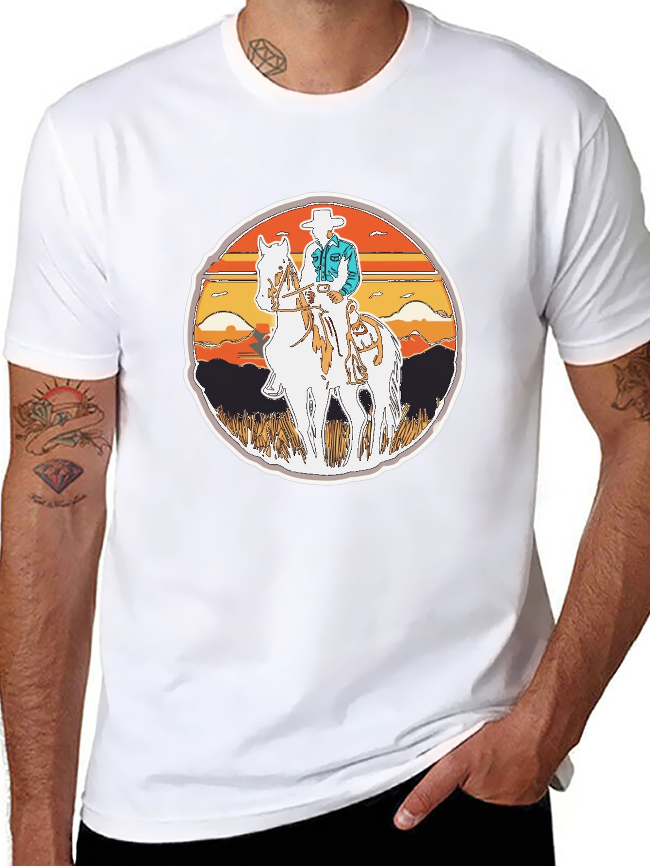 Cowboy Rider Graphic Tee - Western Style Shirt