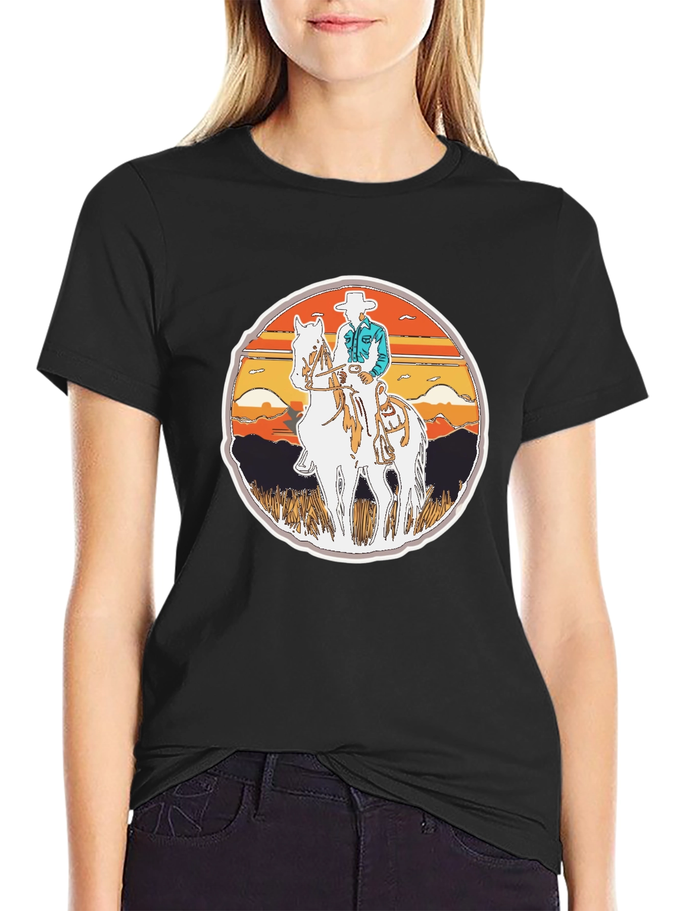 Cowboy Rider Graphic Tee - Western Style Shirt