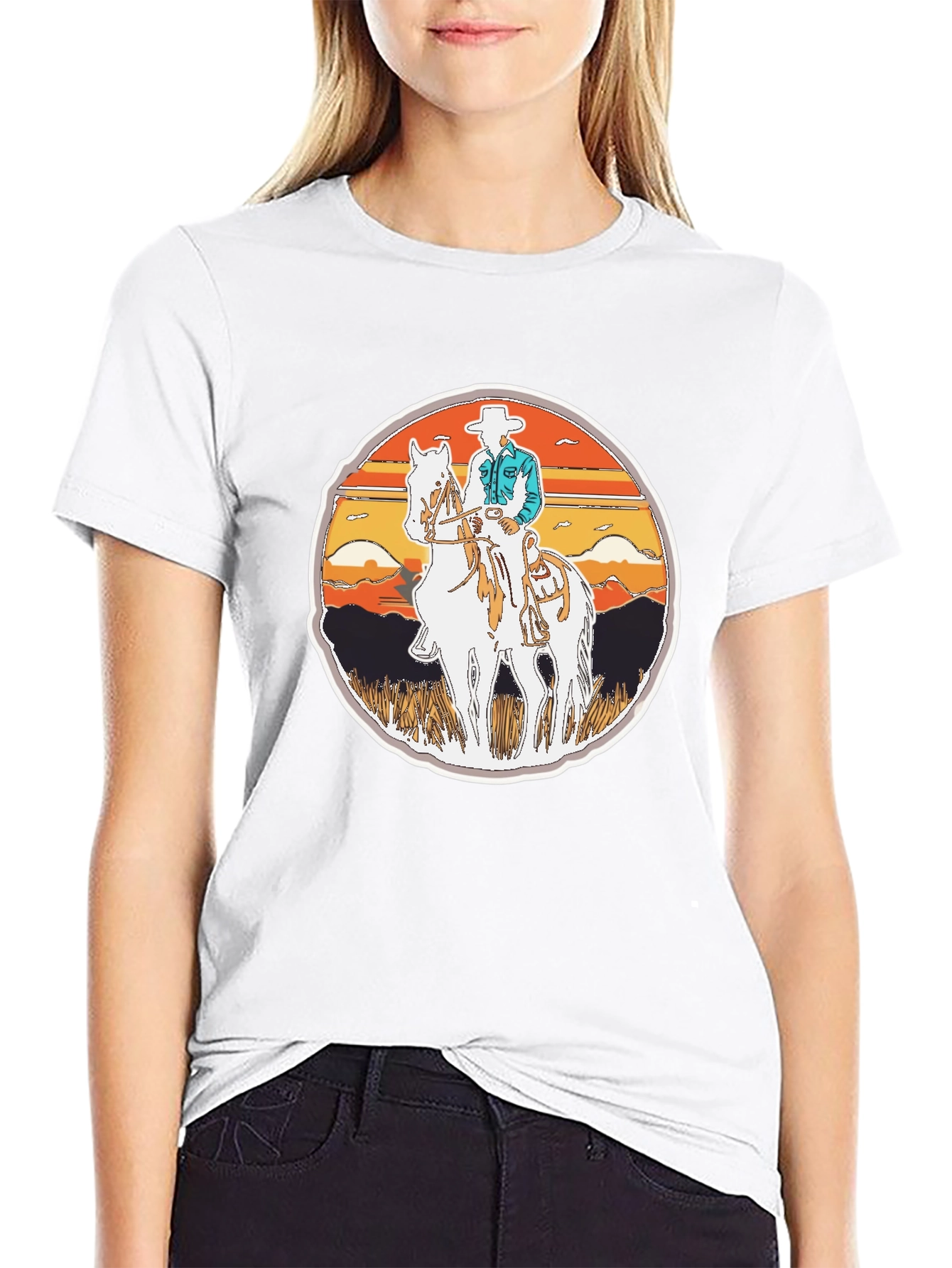 Cowboy Rider Graphic Tee - Western Style Shirt