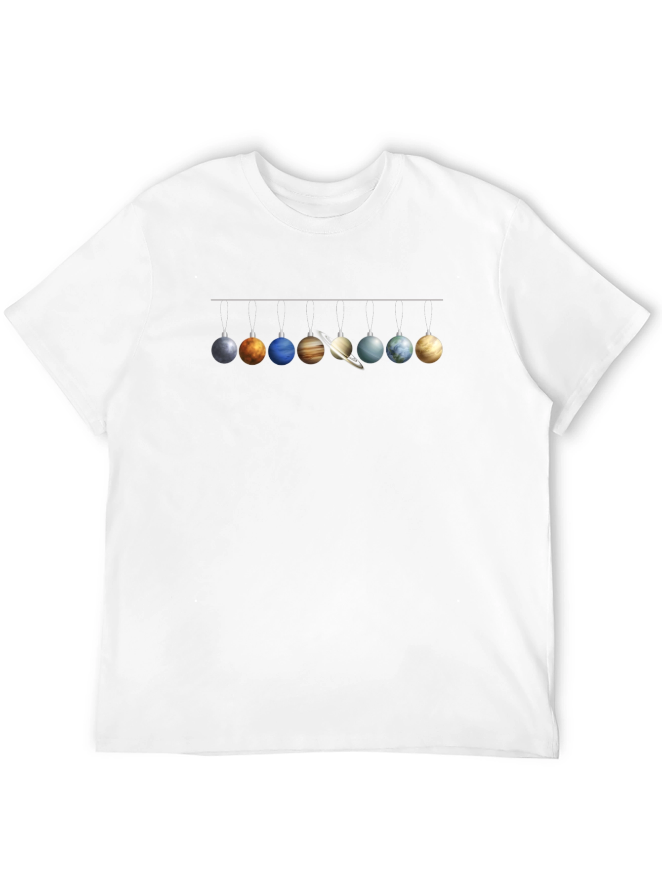 Planets Christmas Ornaments Black T-Shirt