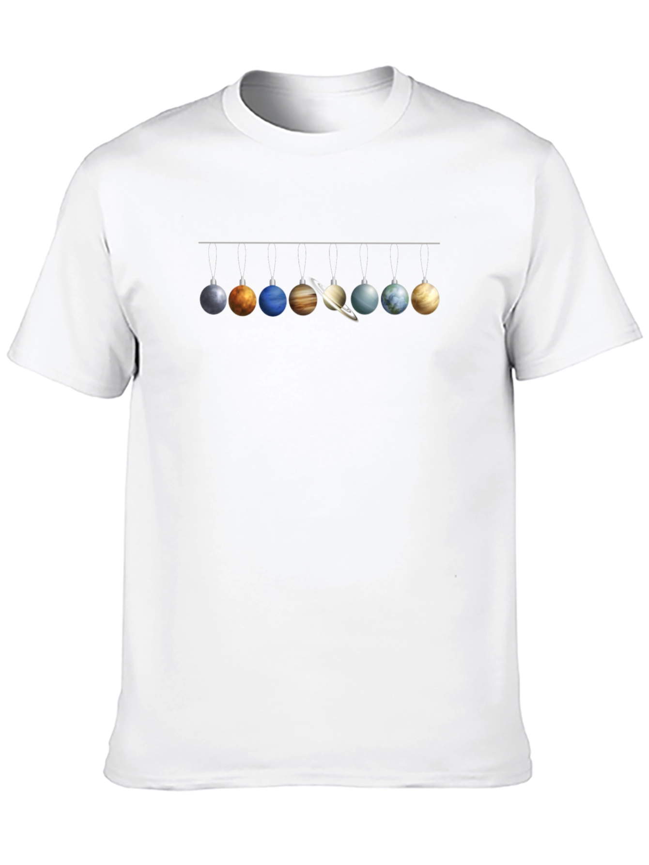 Planets Christmas Ornaments Black T-Shirt