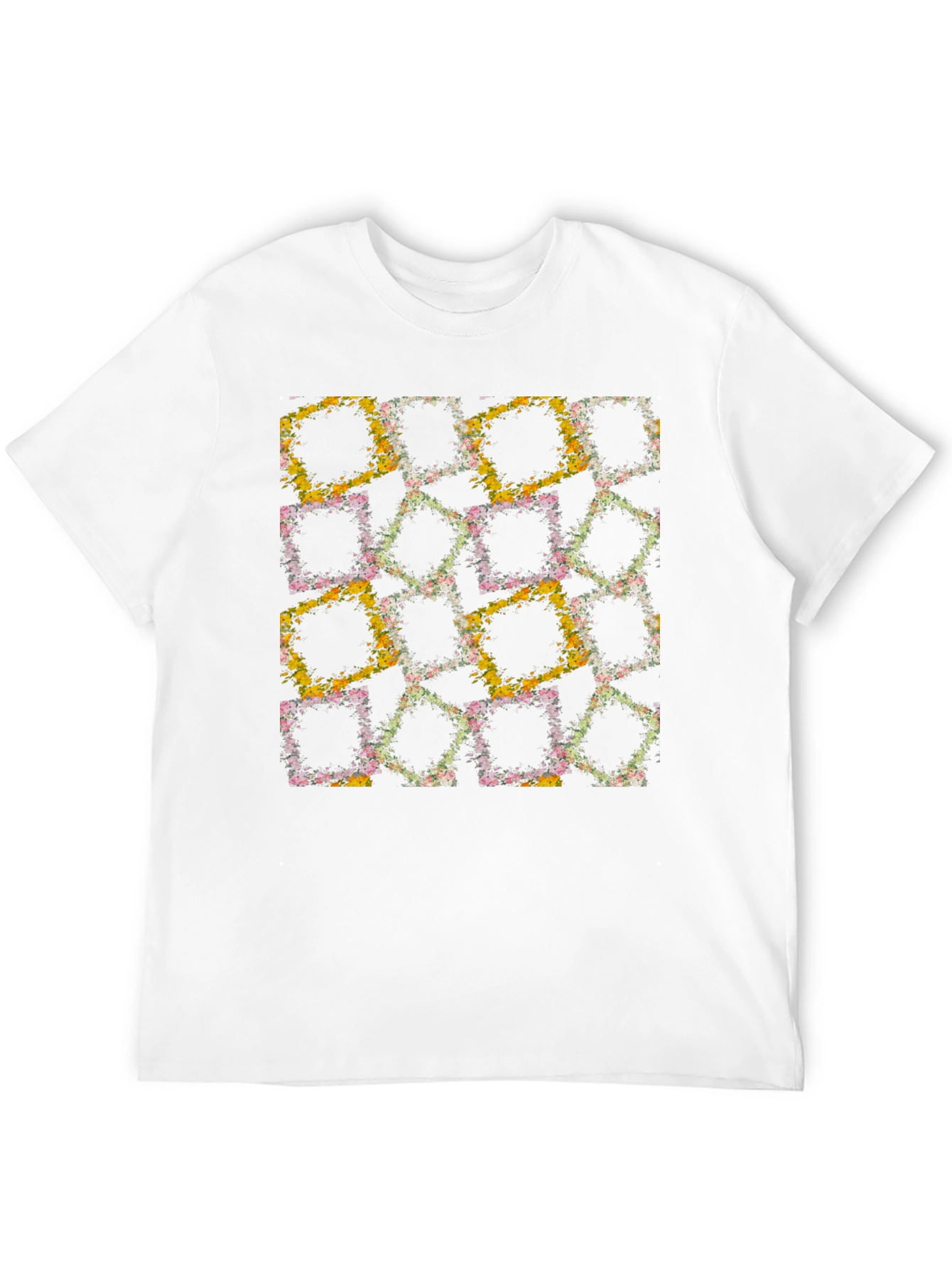 Floral Squares Graphic Tee - Unique Design