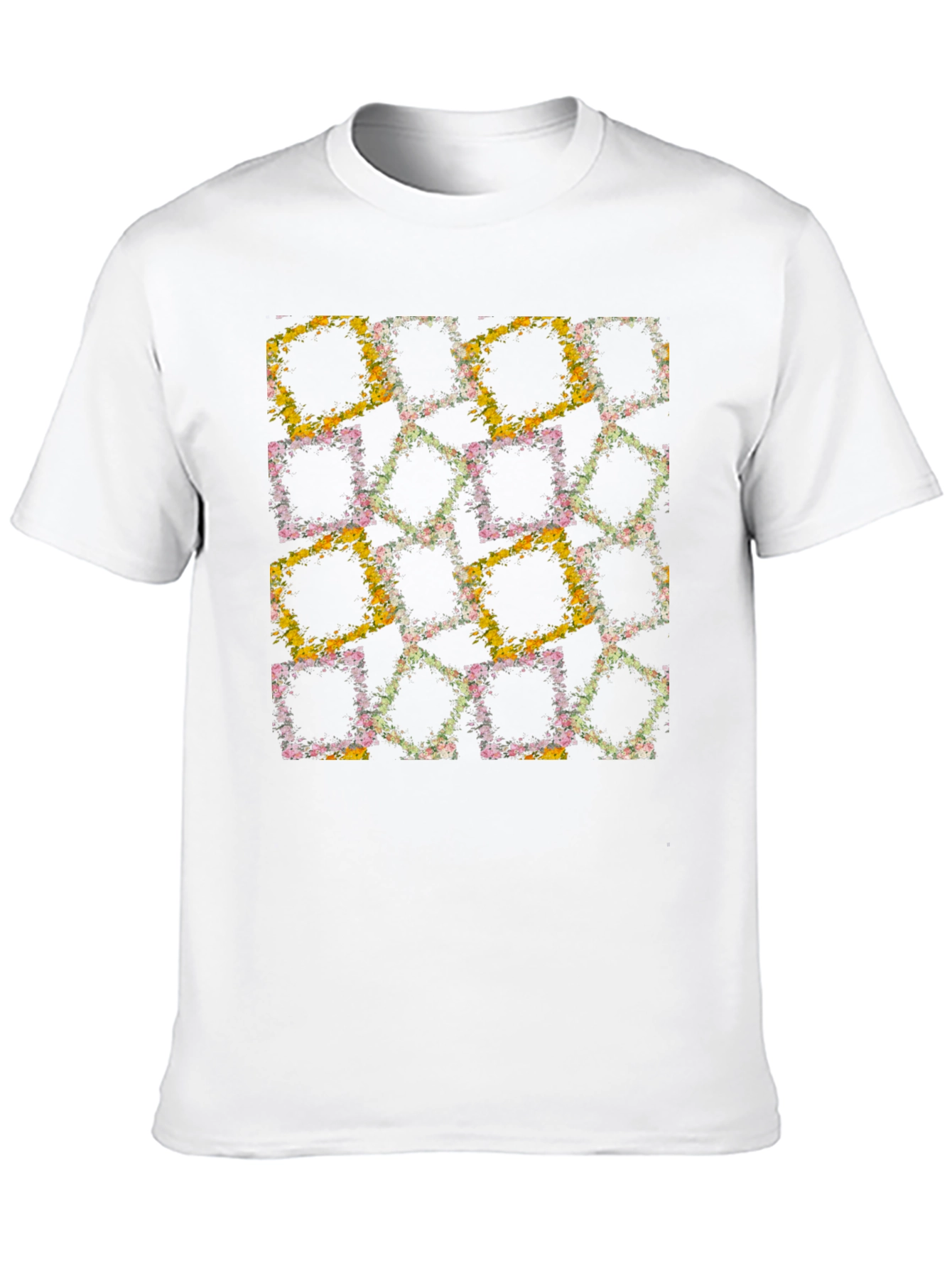 Floral Squares Graphic Tee - Unique Design