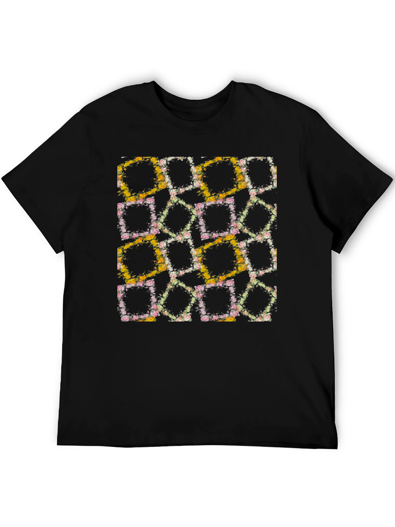 Floral Squares Graphic Tee - Unique Design