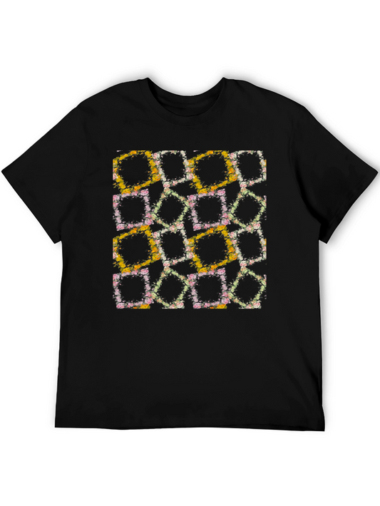 Floral Squares Graphic Tee - Unique Design