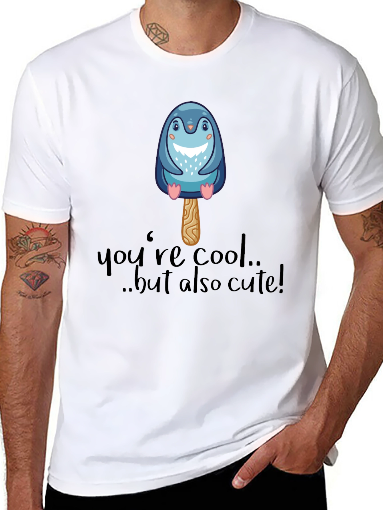 Cool Cute Penguin Popsicle Graphic T-Shirt