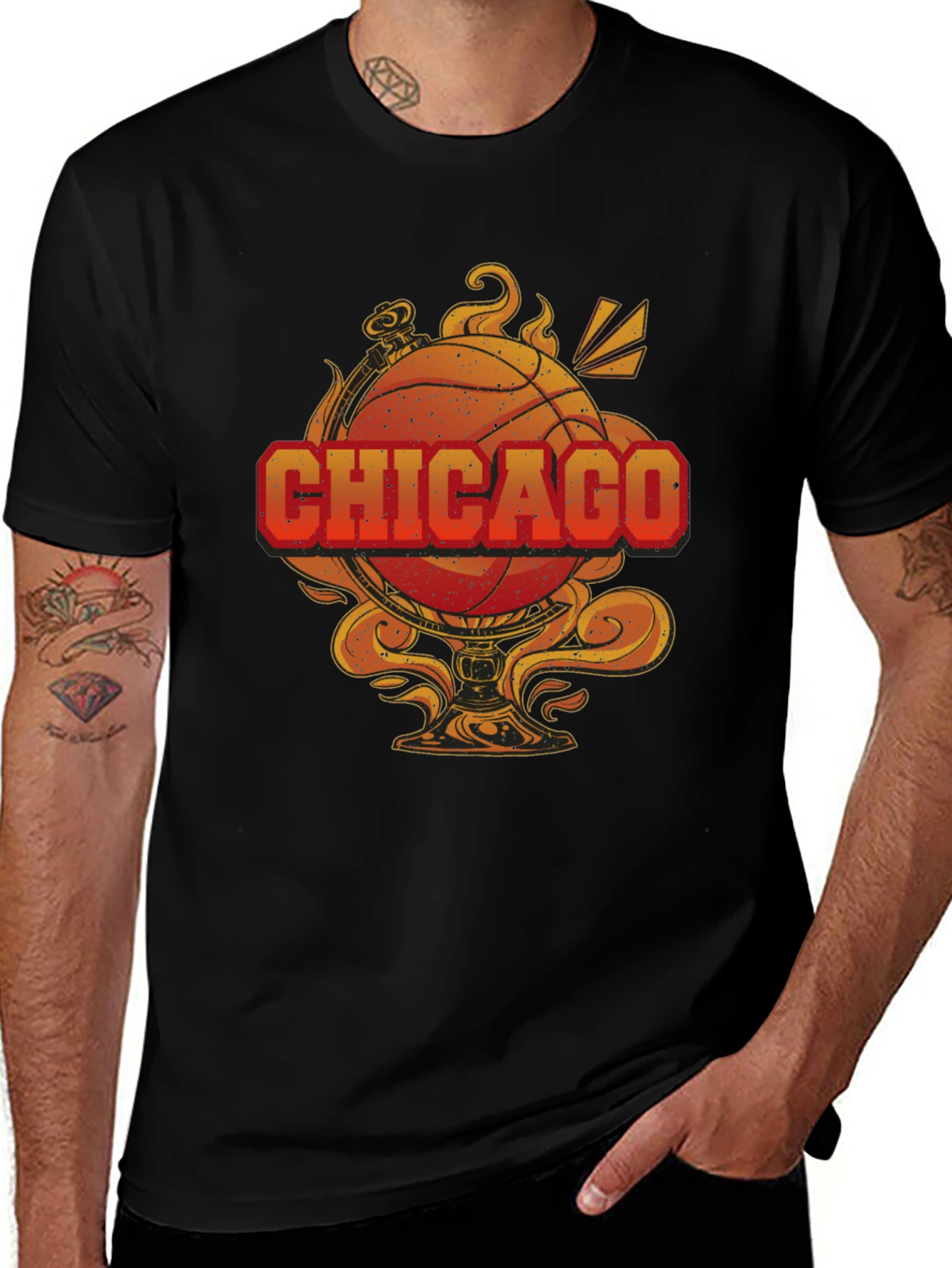 Chicago Basketball Graphic Tee - Mens Black T-Shirt