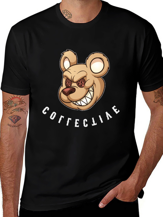Mens Black T-Shirt with Bear Graphic