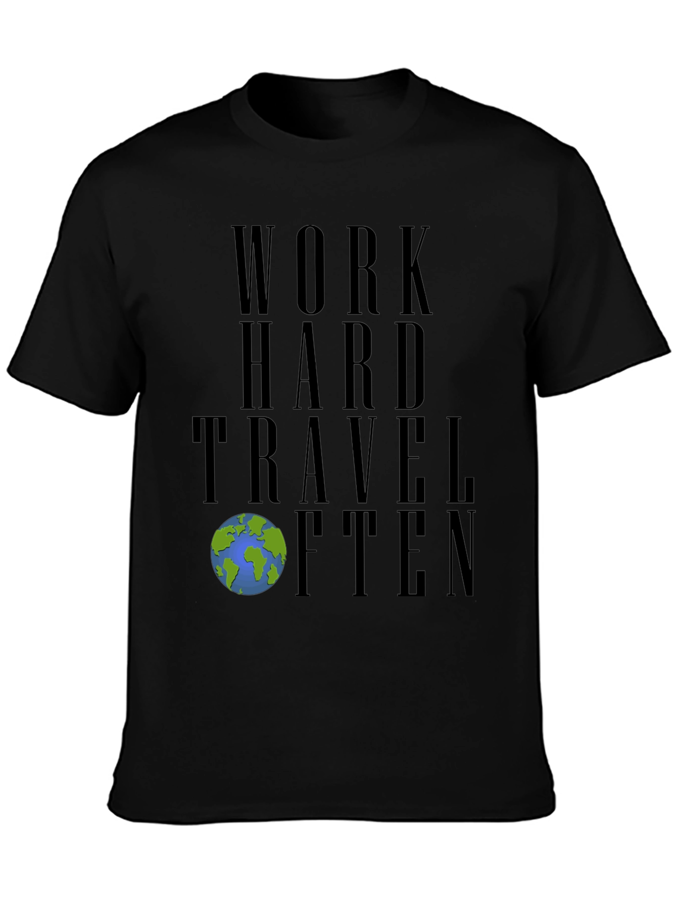 Work Hard Travel Often Black Graphic Tee