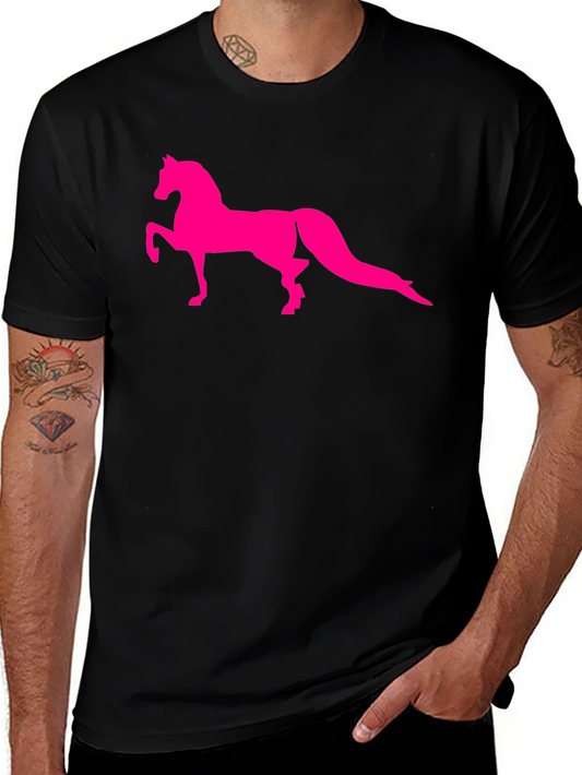 Mens Black T-Shirt with Horse Graphic