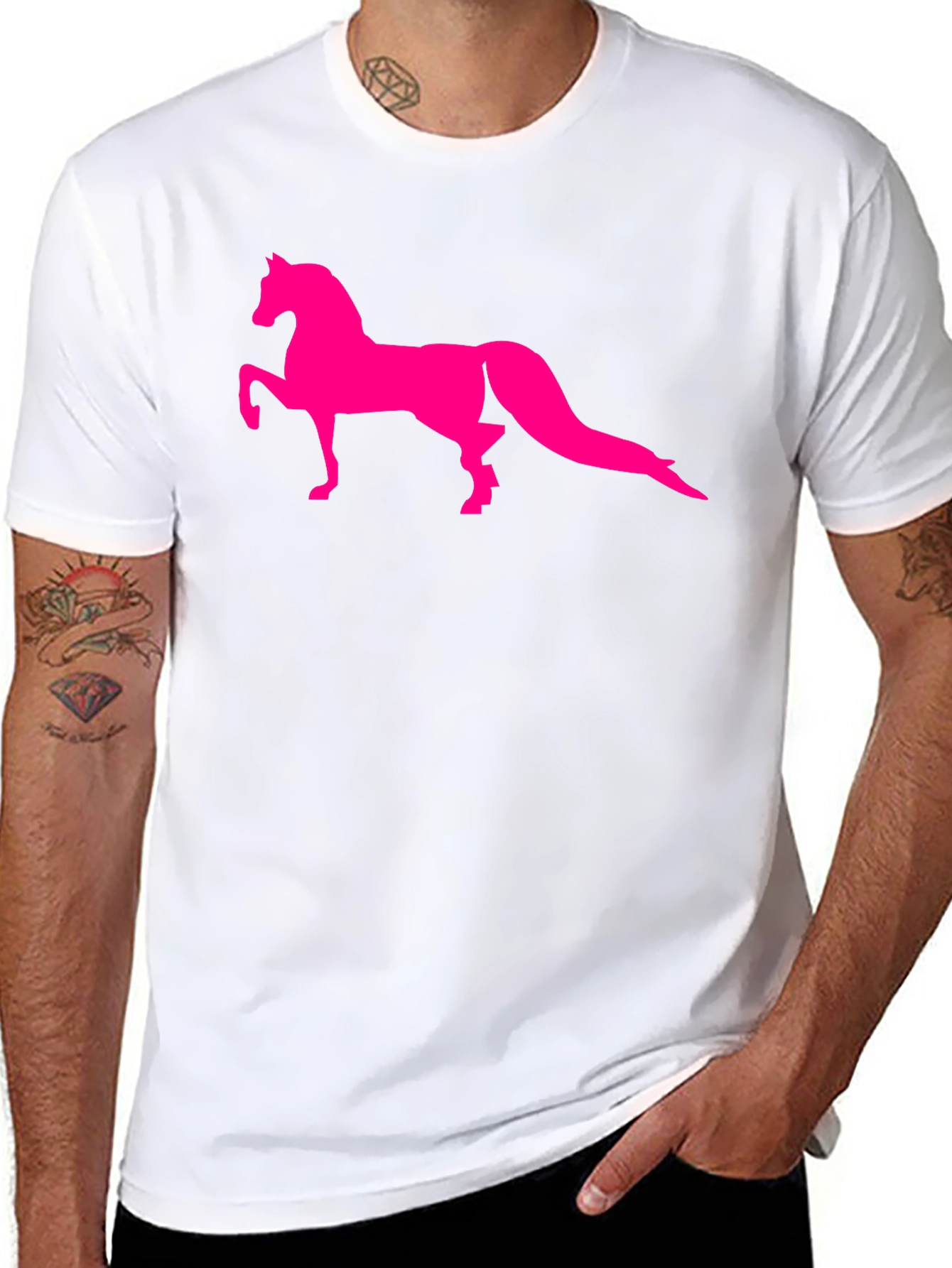Mens Black T-Shirt with Horse Graphic